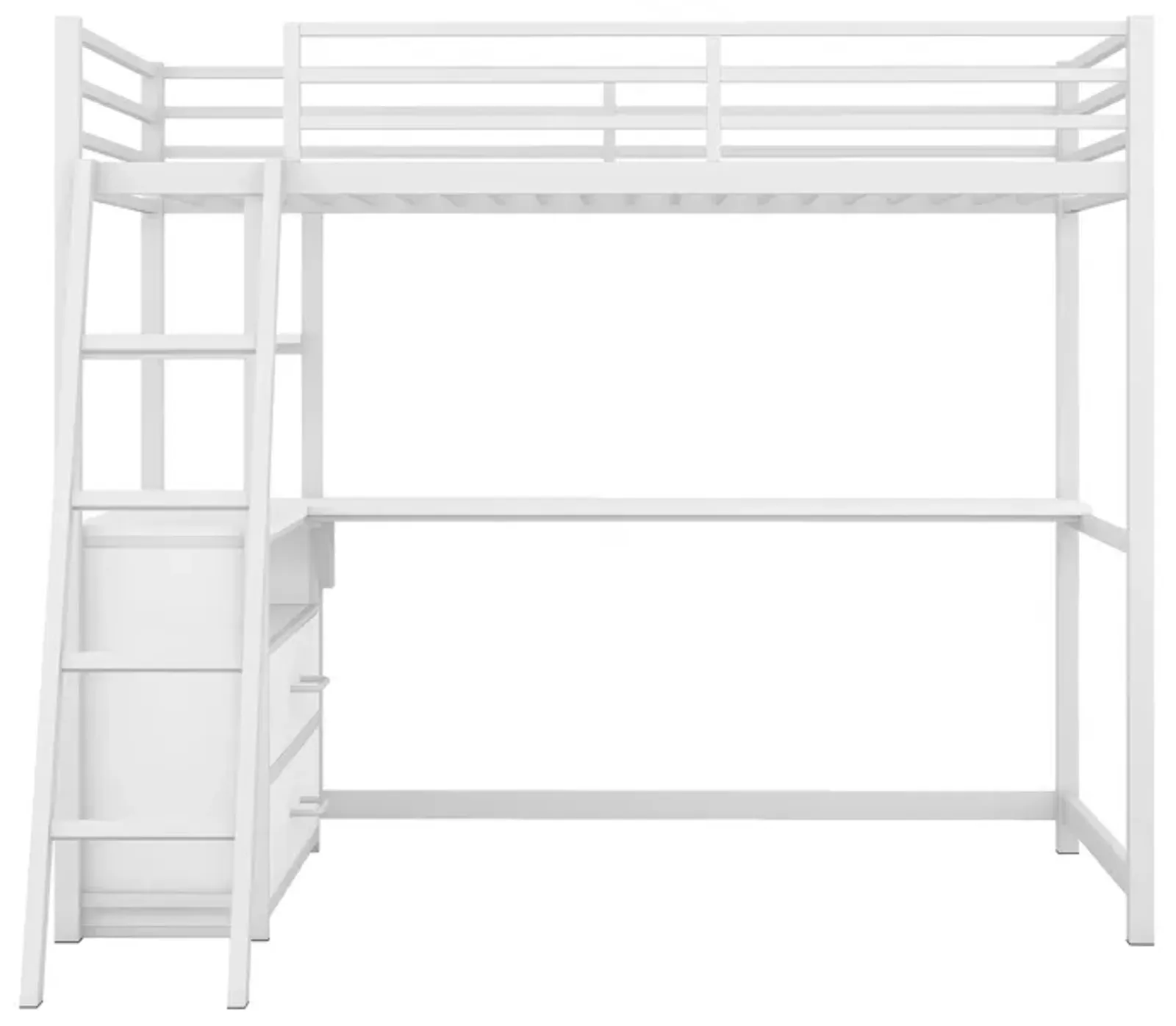 Merax Metal&Wood Loft Bed with Desk and Shelves