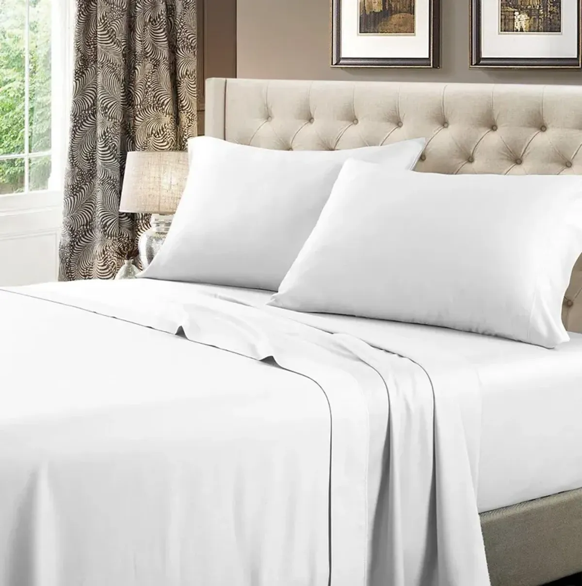 Egyptian Linens Solid 600 Thread Count Cotton Sheets Set.