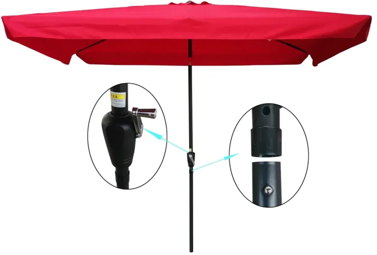 10 X 6.5FT Rectangular Patio Umbrella Outdoor Market Umbrellas With Crank And Push Button