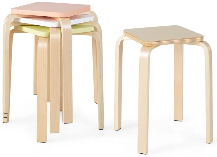 Stackable Stools Set of 4 with Square Top and Rounded Corners