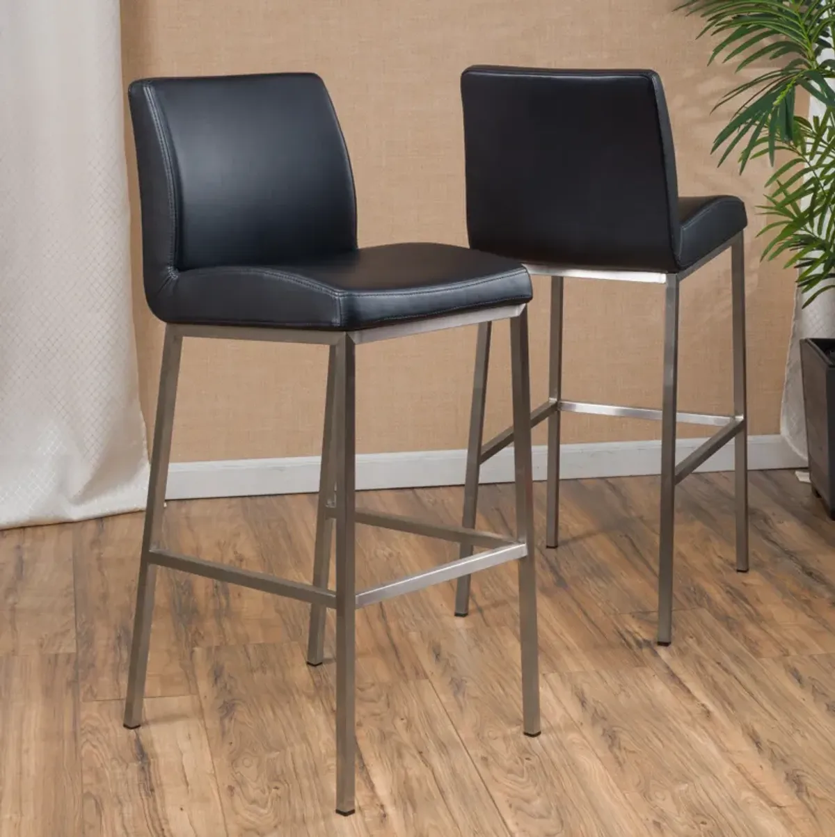 Cozy and Sleek Stainless Steel Barstool with Upholstered Seat