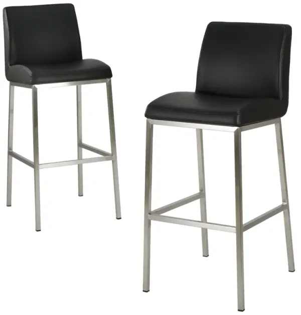 Streamdale Cozy and Sleek Stainless Steel Barstool with Upholstered Seat