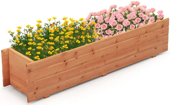 Fir Wood Planter Box with 2 Drainage Holes and 3 Added Bottom Crossbars-Orange