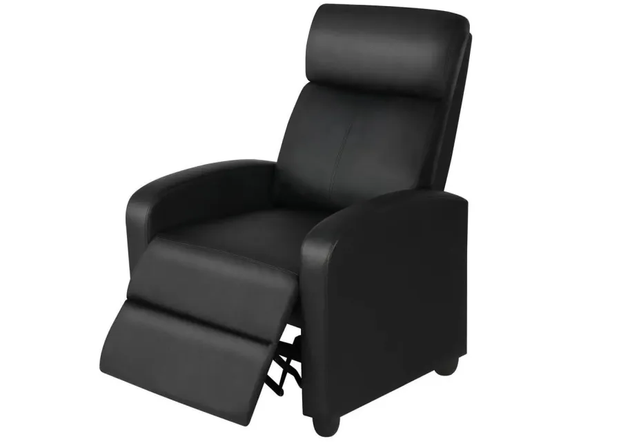 Black High-Density Faux Leather Push Back Recliner Chair