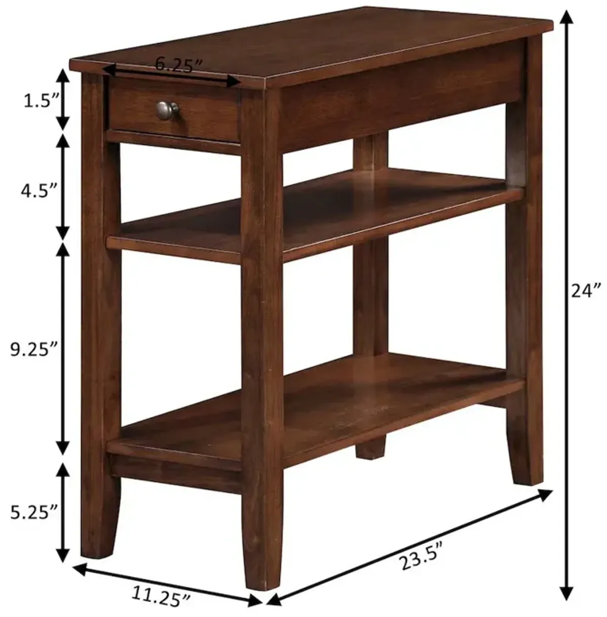 Convience Concept, Inc. American Heritage 1 Drawer Chairside End Table with Shelves