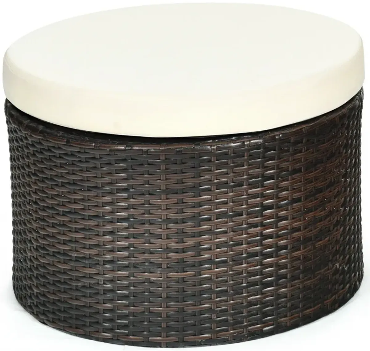 Patio Round Rattan Daybed with Retractable Canopy and Height Adjustable Coffee Table