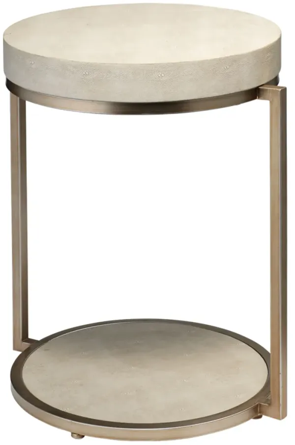 Chester Faux Shagreen Round Side Table, Ivory