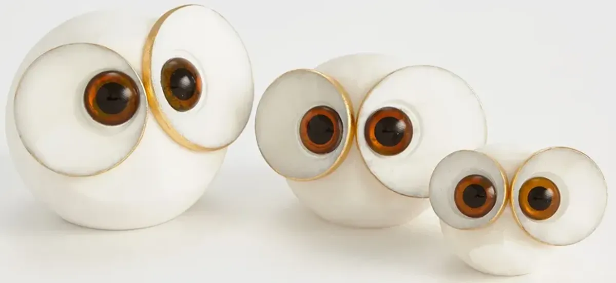 Alabaster Big Eyed Owl-Medium