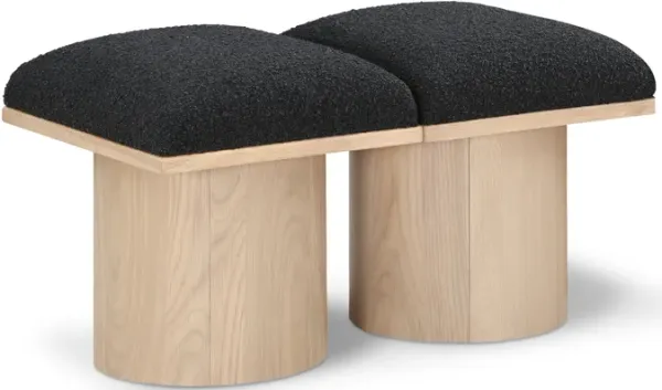 Meridian Furniture Pavilion Black Boucle Fabric Bench