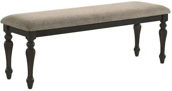 Bridget Fabric Upholstered Dining Bench Stone and Charcoal
