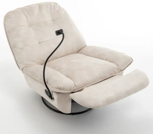 Reclining lazy chair, mobile phone holder, large and comfortable reading chair, swivel gliding rocking chair, gold-stamped velvet