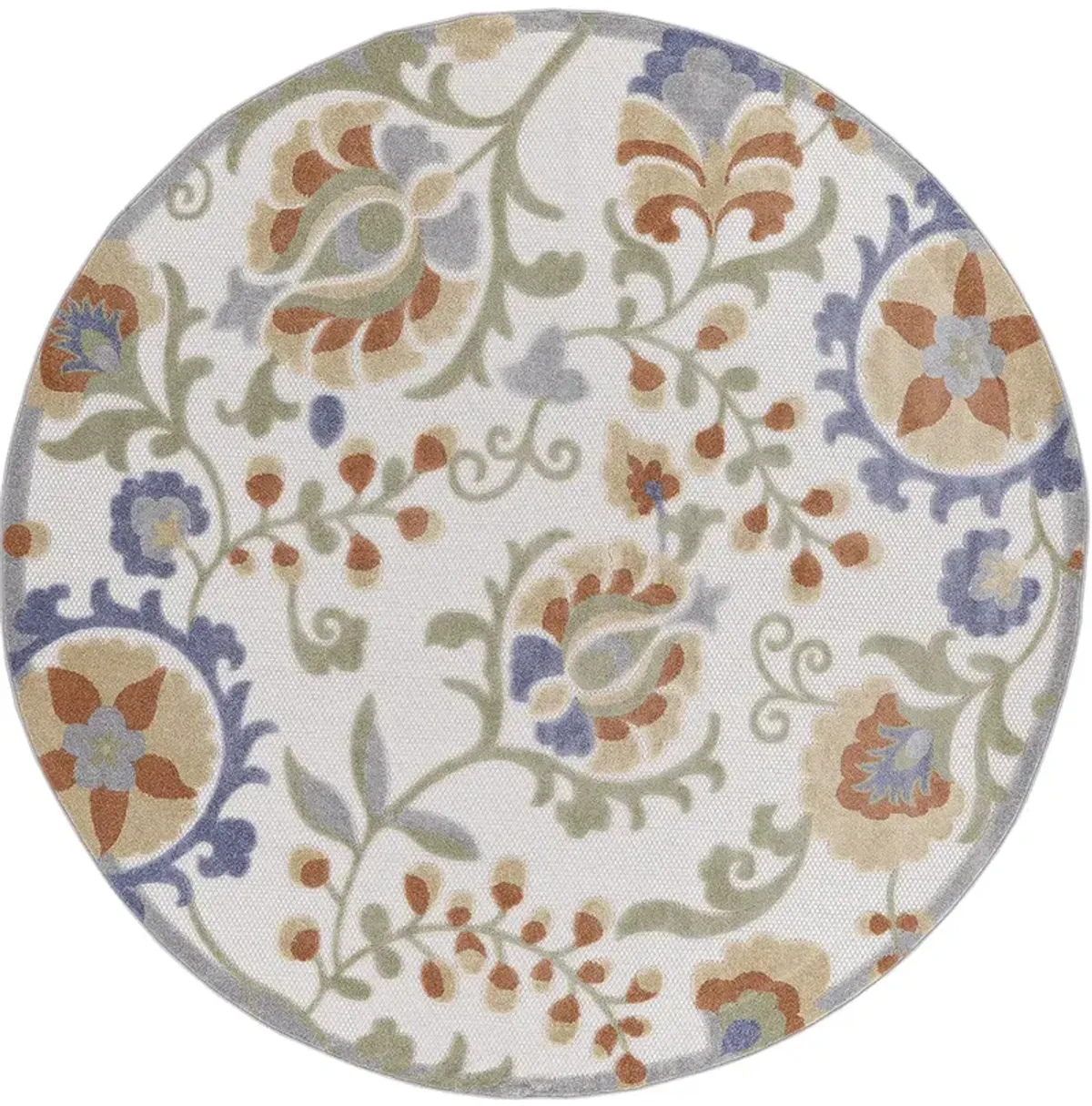 Aloha ALH17 Ivory/Blue 5'3" x Round Rug