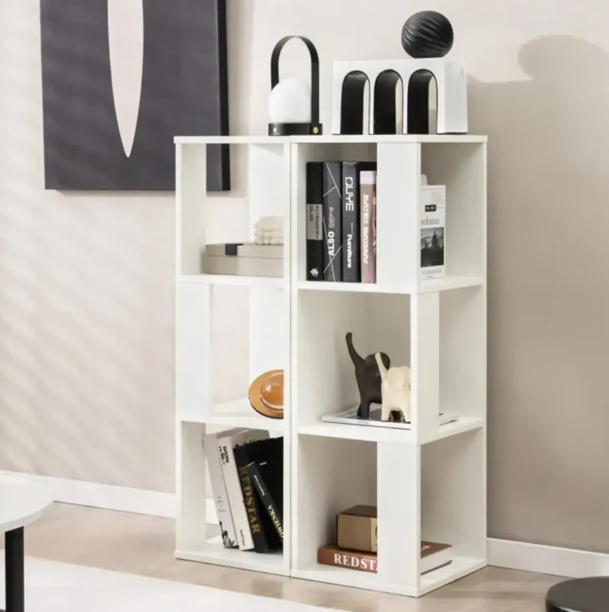 Hivvago 3-Tier 6 Cube Freestanding Bookcase with Anti-toppling Device