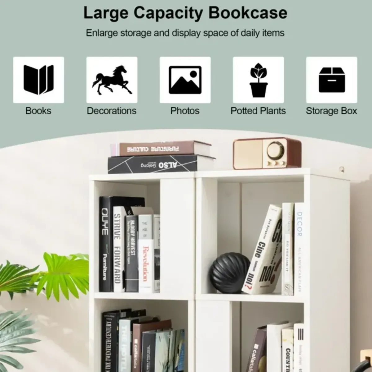 Hivvago 3-Tier 6 Cube Freestanding Bookcase with Anti-toppling Device