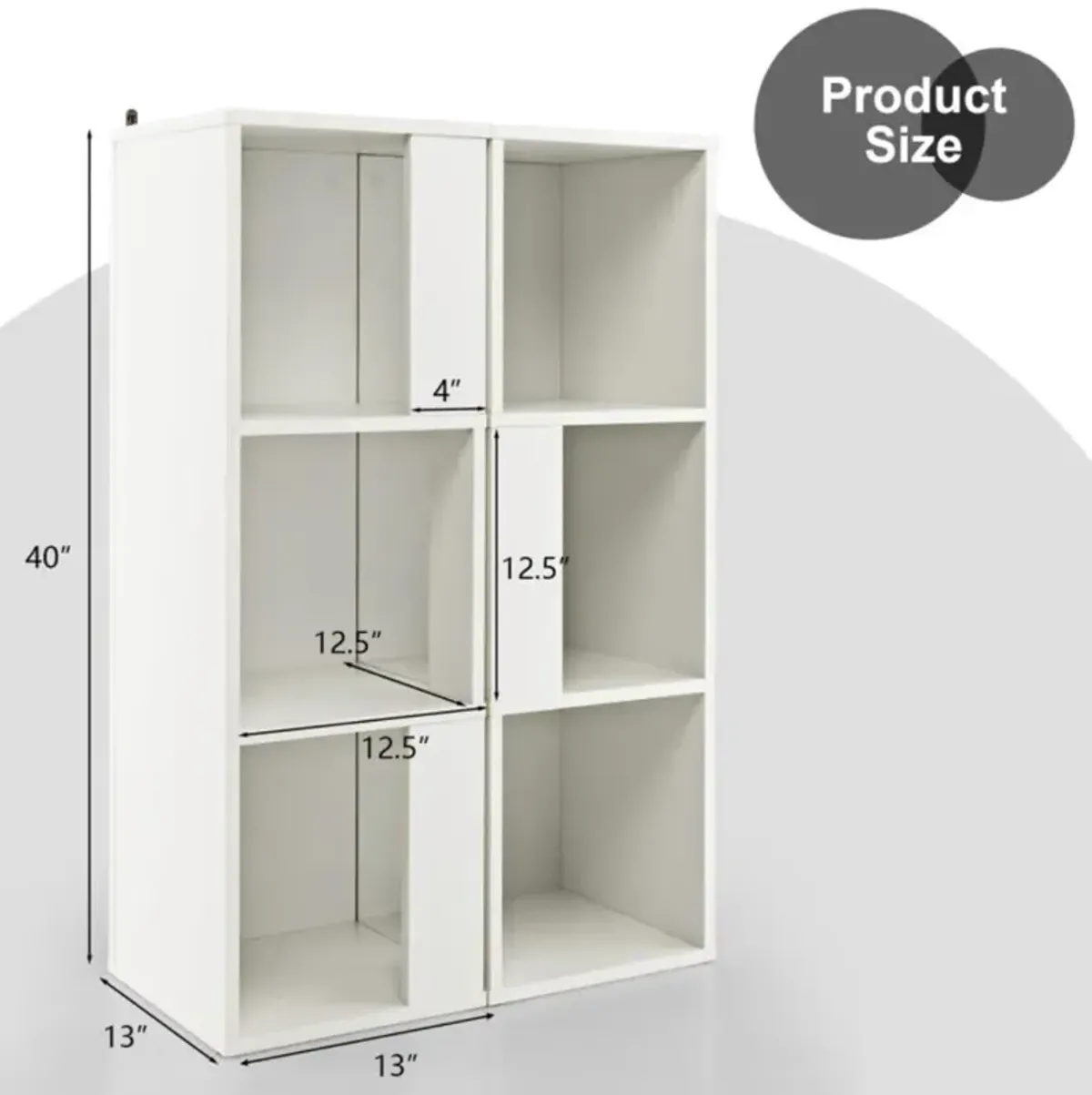 Hivvago 3-Tier 6 Cube Freestanding Bookcase with Anti-toppling Device