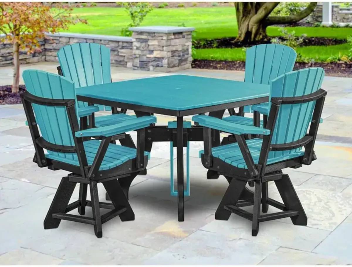American Furniture Classics Dining Height Square Table in Aruba Blue with a Black Base