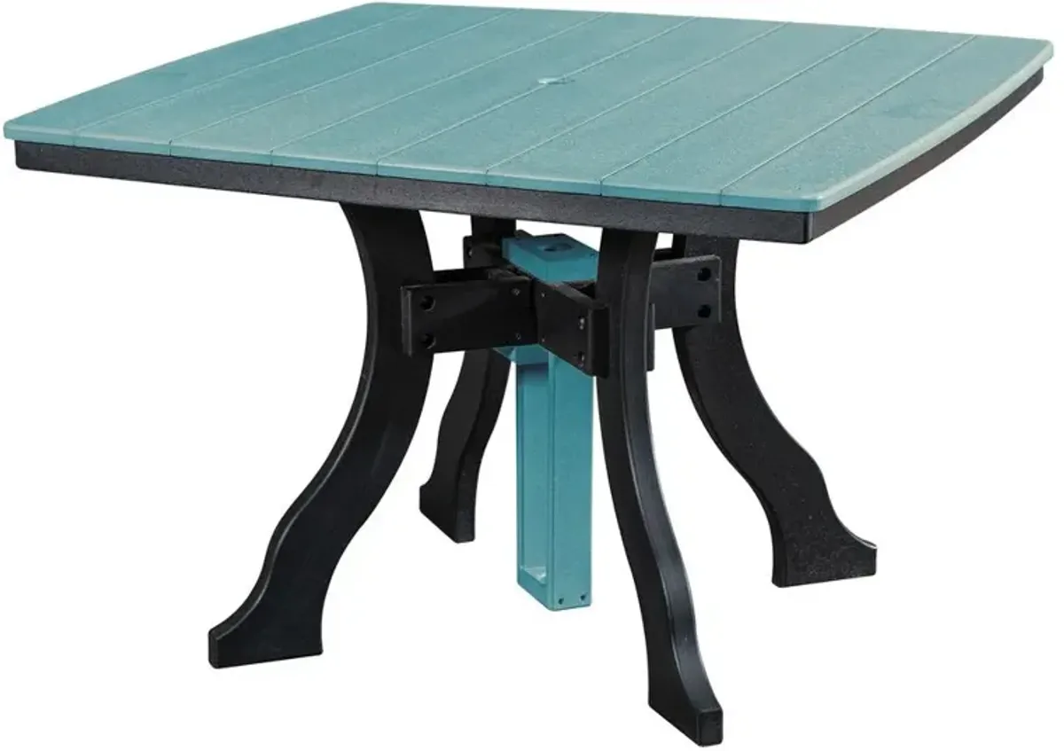 American Furniture Classics Dining Height Square Table in Aruba Blue with a Black Base