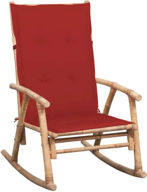 vidaXL Rocking Chair with cushion Bamboo