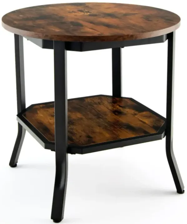 Hivvago 2-Tier Round End Table with Storage Shelf for Living Room