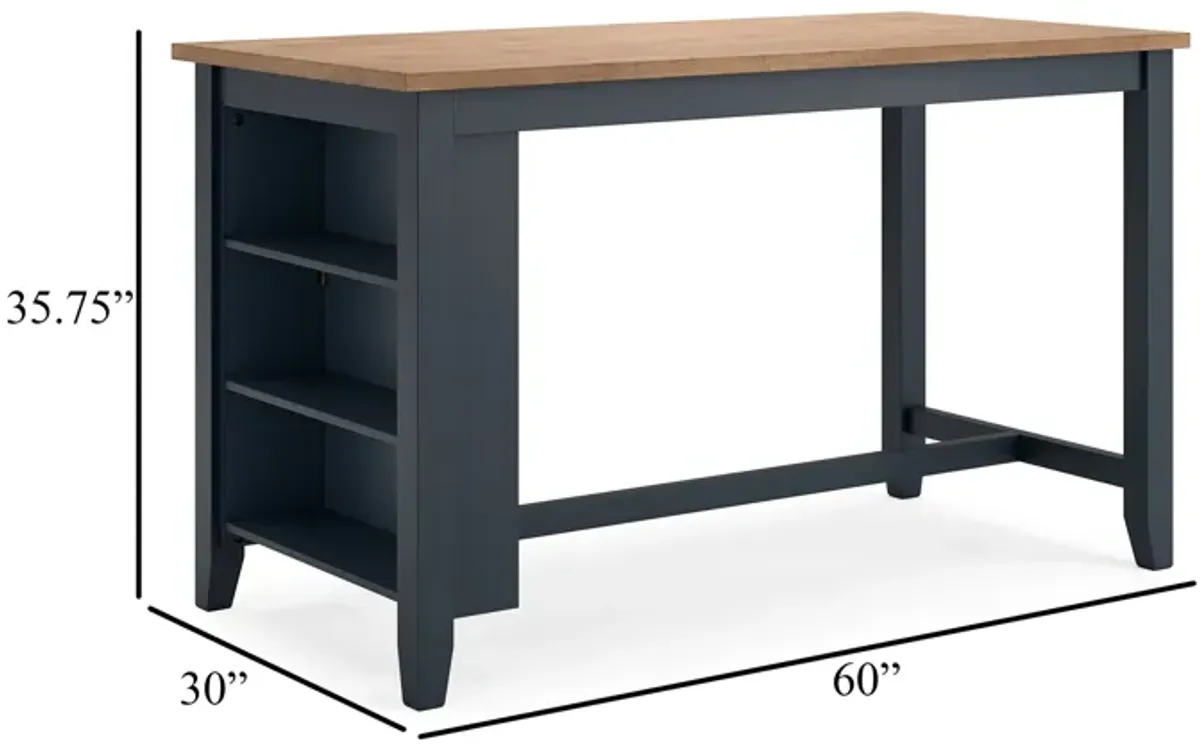 Gasy Counter Height Dining Table, 60 Inch, Dark Blue Brown Mango Wood - Benzara