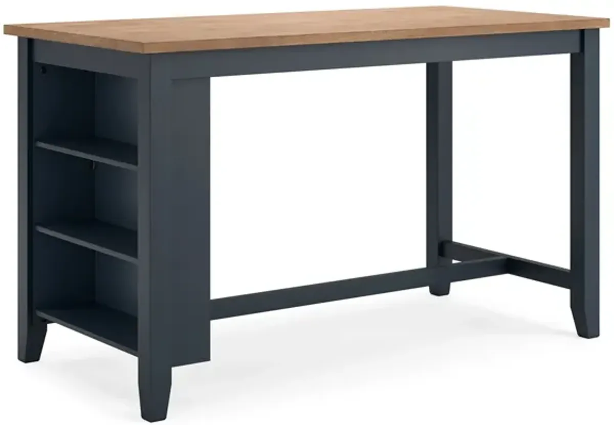 Gasy Counter Height Dining Table, 60 Inch, Dark Blue Brown Mango Wood - Benzara