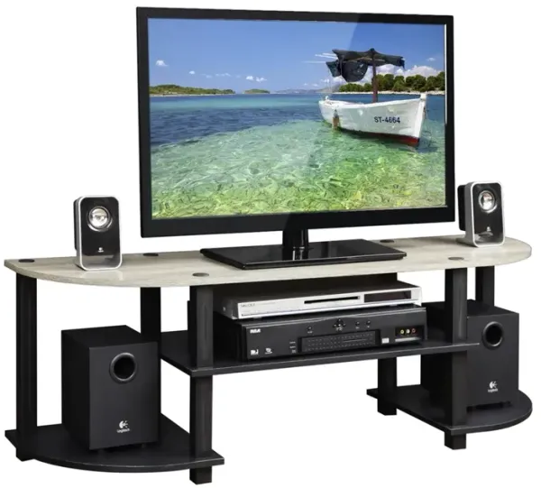Turn-S-Tube Wide TV Entertainment Center, Oak Grey/Black