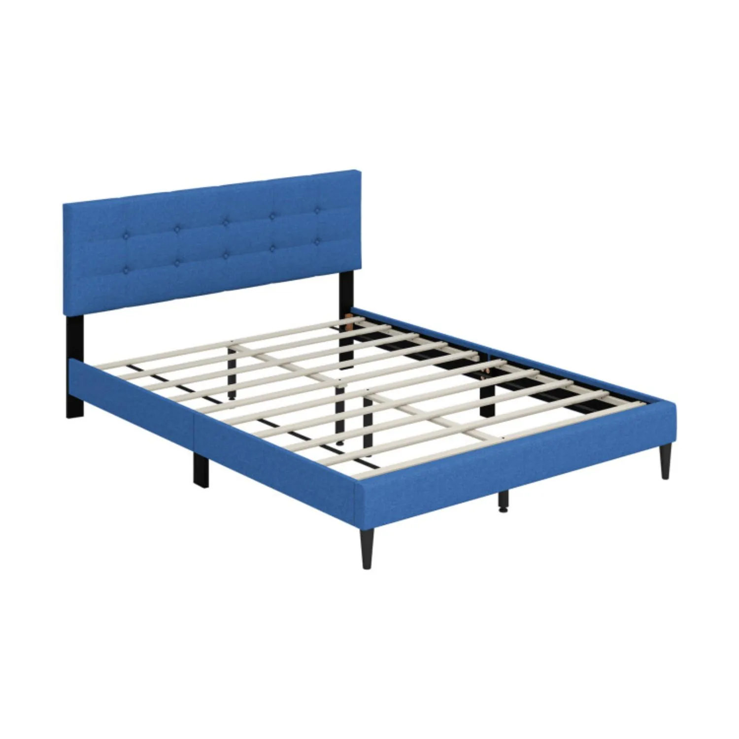 Hivvago Queen Size Upholstered Platform Bed with Button Tufted Headboard