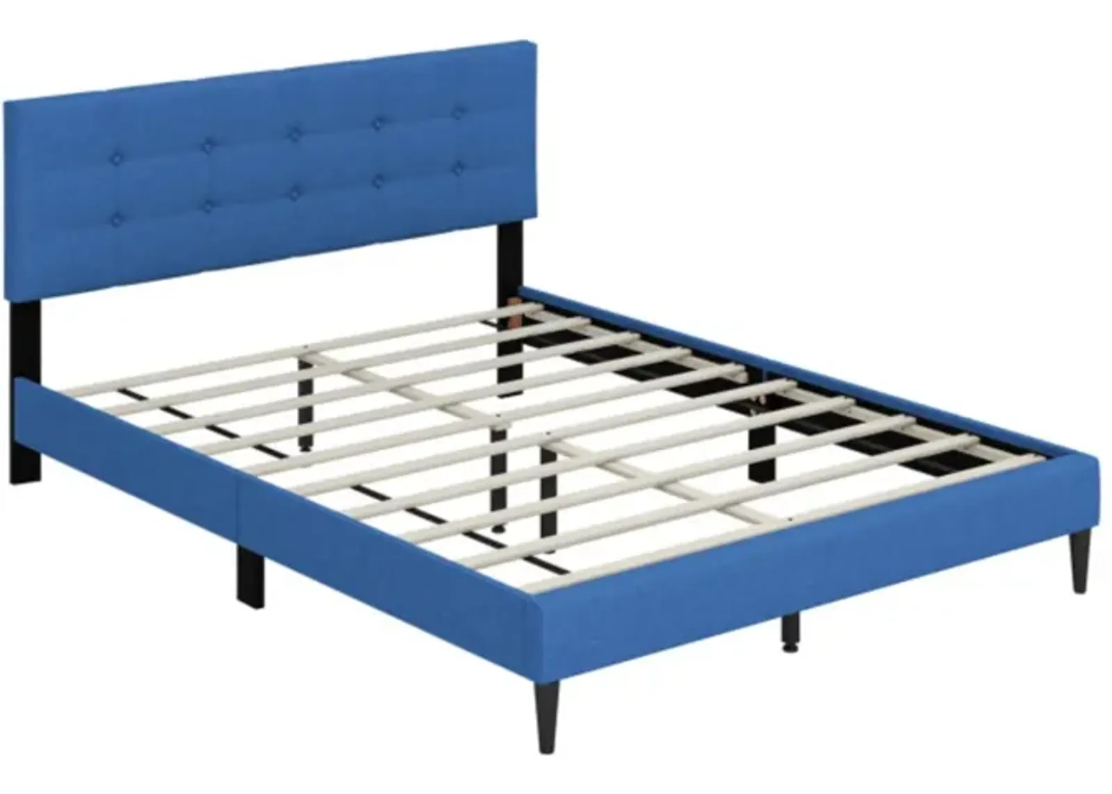 Hivvago Queen Size Upholstered Platform Bed with Button Tufted Headboard