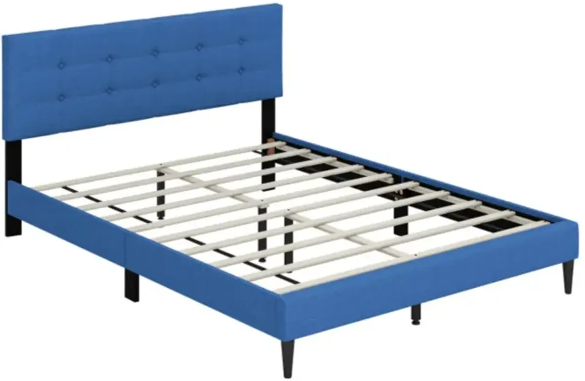 Hivvago Queen Size Upholstered Platform Bed with Button Tufted Headboard