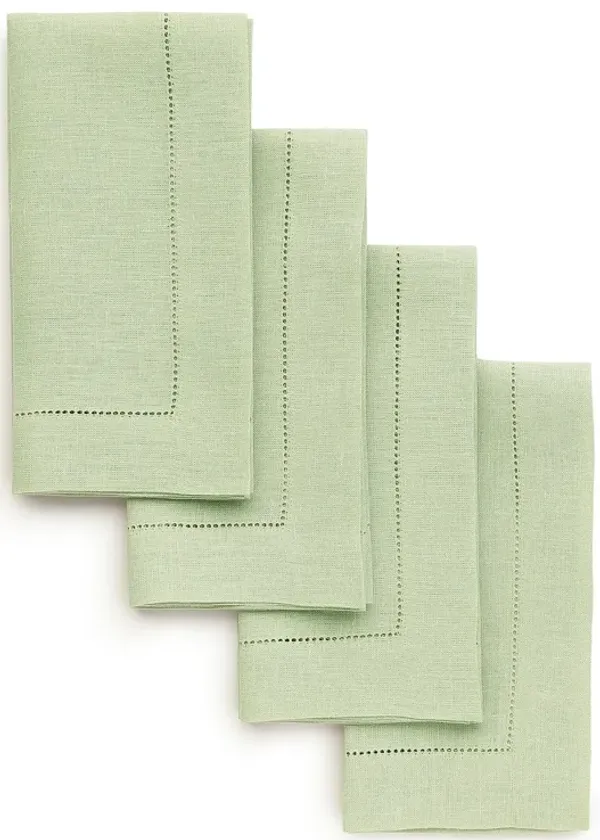 Solino Home 100% Pure Linen Dinner Napkins 20 x 20 Inch Set of 4 - Classic Hemstitch