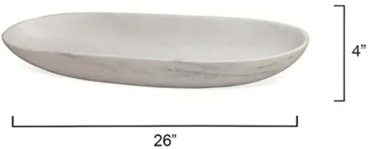 Long Oval White Marble Bowl