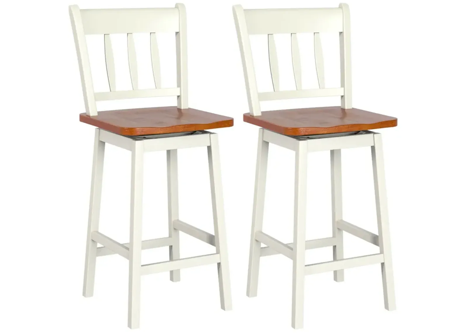 24.5 Inches Set of 2 Swivel Bar Stools with 360° Swiveling