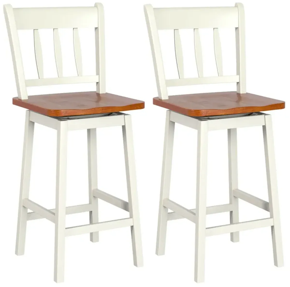 24.5 Inches Set of 2 Swivel Bar Stools with 360° Swiveling