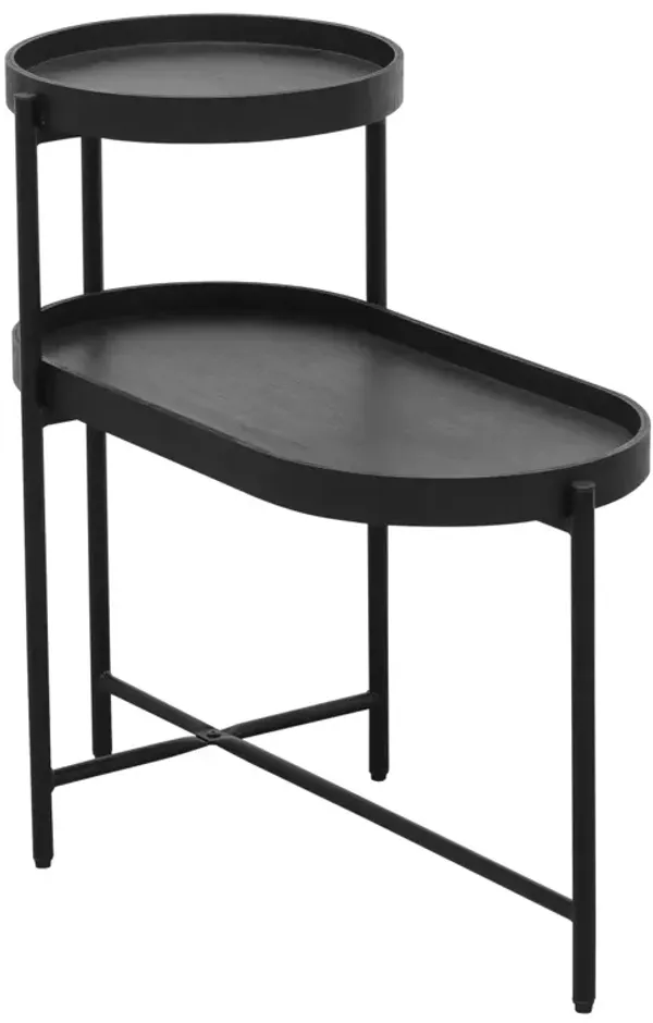 Streamdale Elegant 2-Tier Black Side Table with Storage