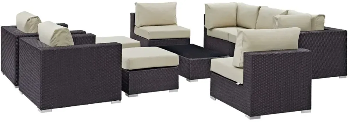 Convene Outdoor Sectional Set - Durable Rattan Weave, Weather-Resistant Cushions, Versatile Furniture for Patio, Backyard, Poolside. Includes Coffee Table, Armless Chairs, Armchairs, Corner Chairs, Ottomans.