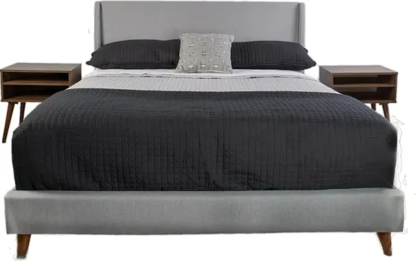 Maddison Upholstered Queen Bed In A Box W/ 2 Nightstands