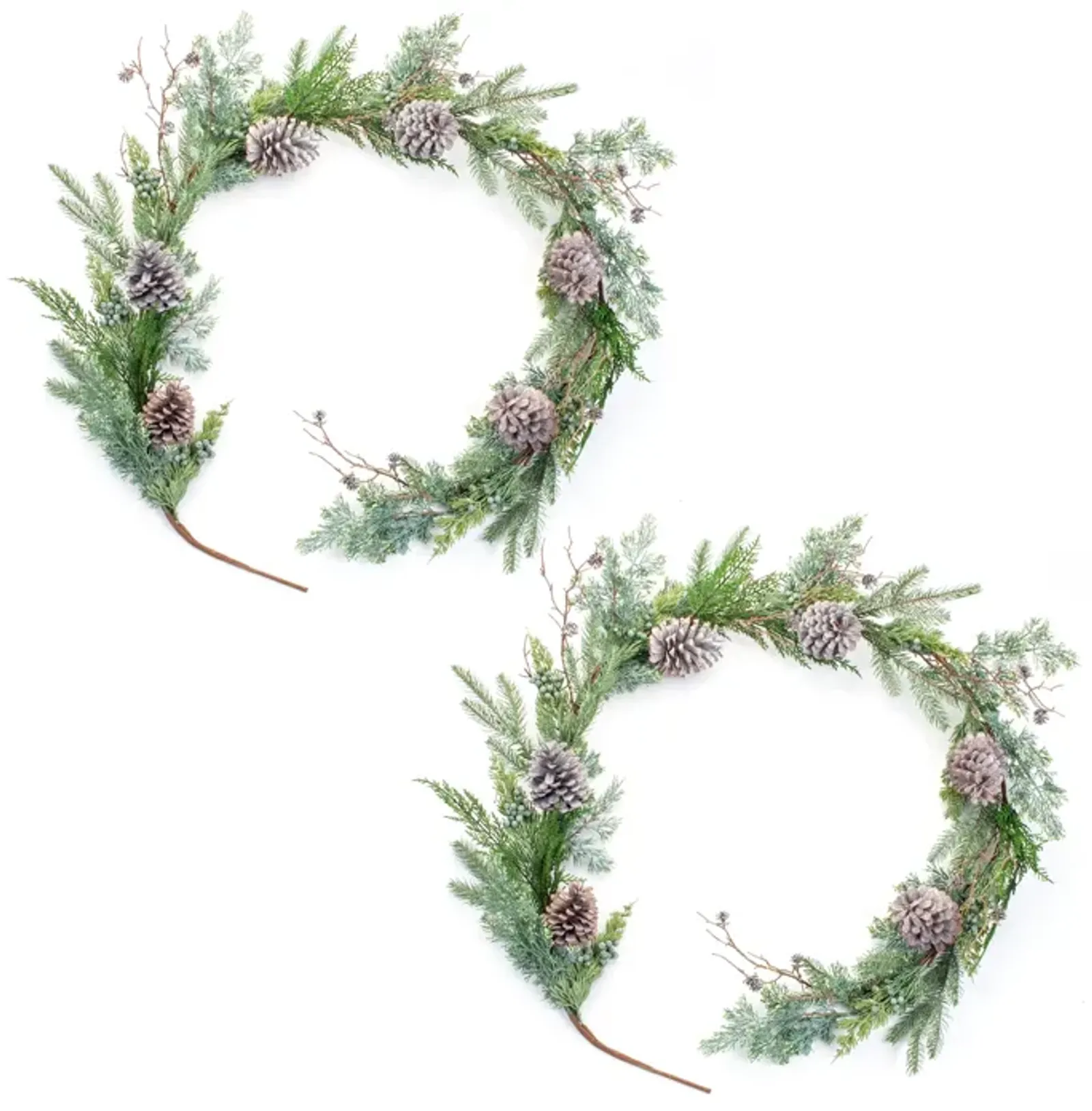 Juniper and Pine Garland for Holiday and Winter Home Décor (Set of 2)