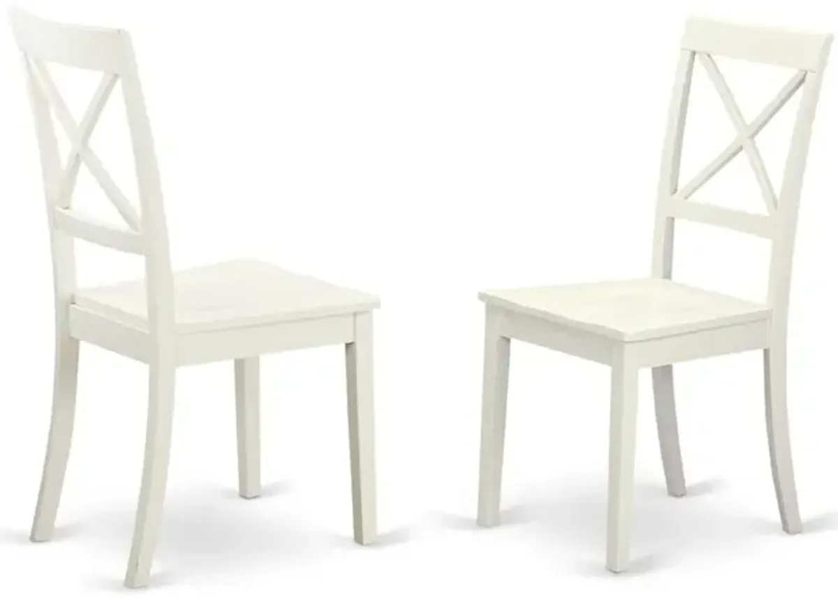 East West Furniture Boston  X-  back    Chair  for  dining  room  with    Wood  Seat,  Set  of  2