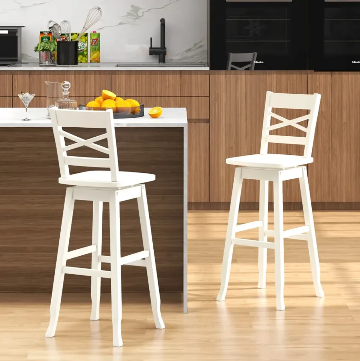 Swivel 30-Inch Bar Height Stool Set of 2 with Footrest