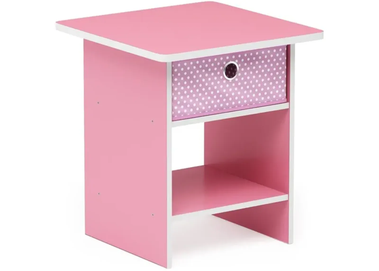 Furinno Dario End Table / Side Table / Night Stand / Bedside Table with Bin Drawer, 1-Pack, Pink/Light Pink