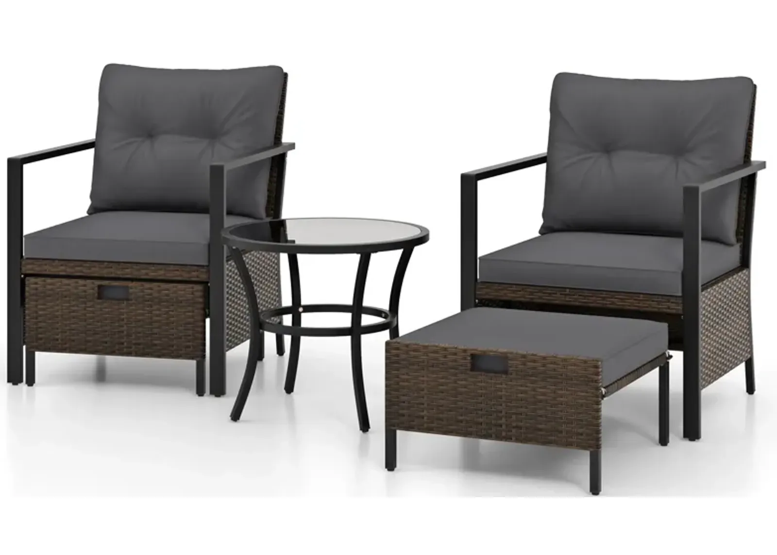 4 Piece Outdoor Furniture Set with Glass Topped Coffee Table