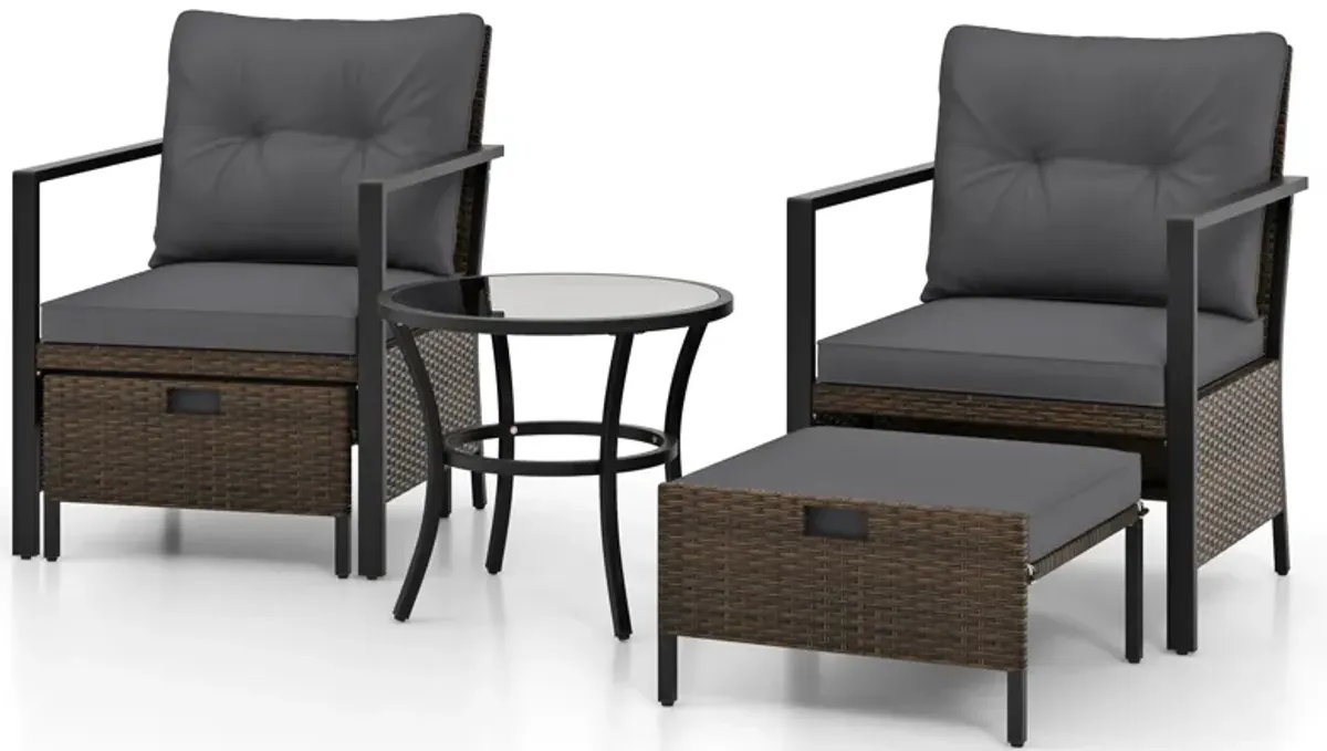 4 Piece Outdoor Furniture Set with Glass Topped Coffee Table