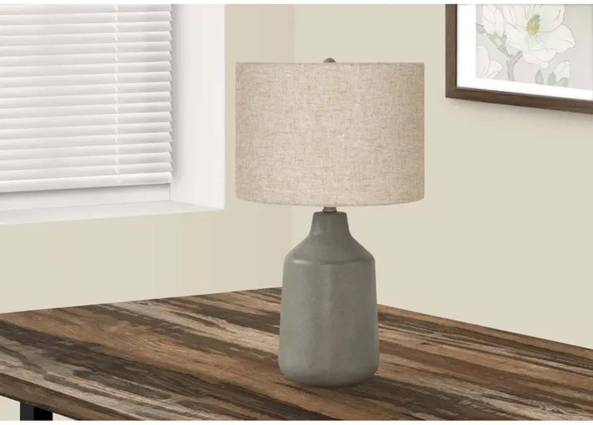 Monarch Specialties I 9701 - Lighting, 24"H, Table Lamp, Black Concrete, Grey Shade, Contemporary