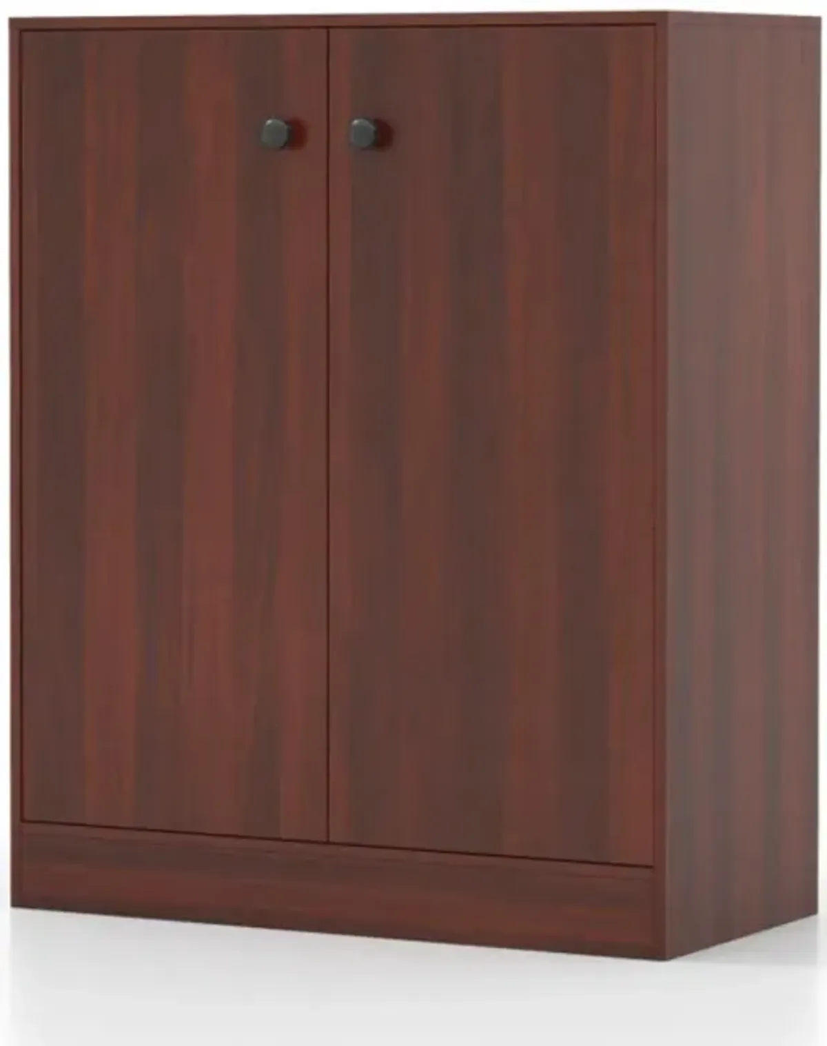 Hivvago 2-Door Modern Floor Storage Cabinet with 3-Tier Shelf-Brown