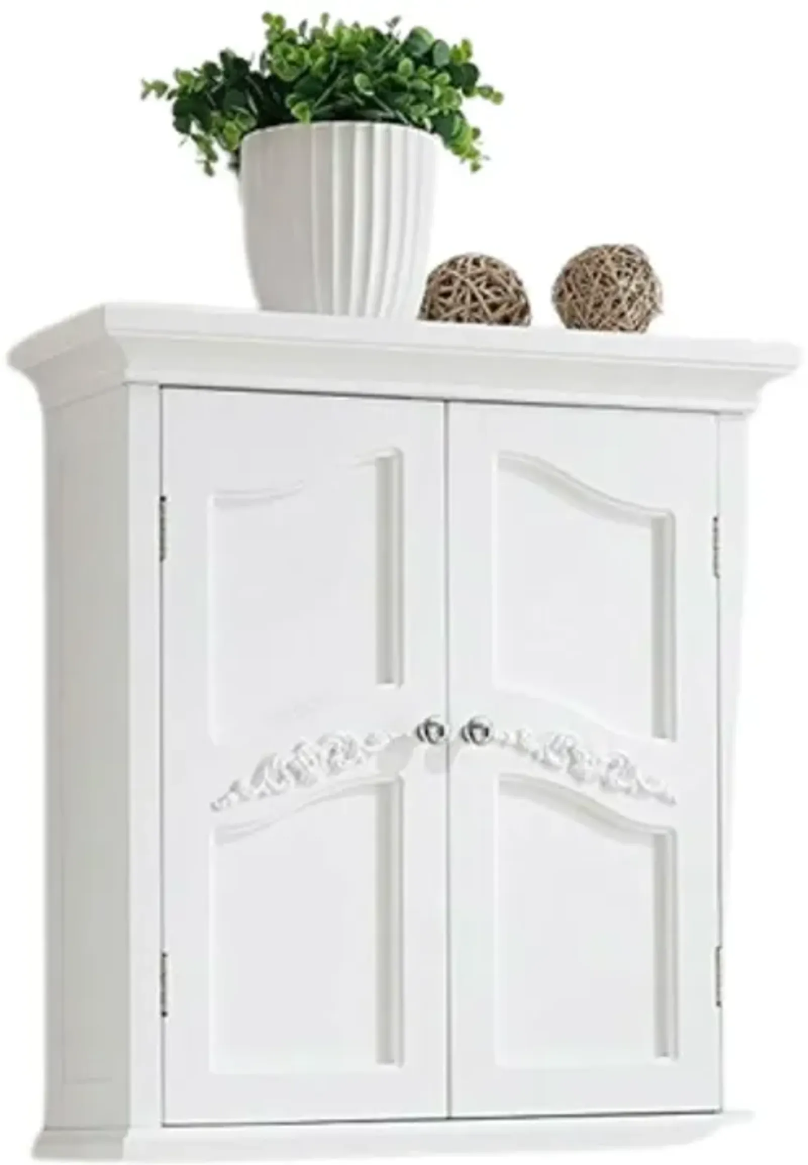 Hivvago French Classic Style 2 Door Bathroom Wall Cabinet in White