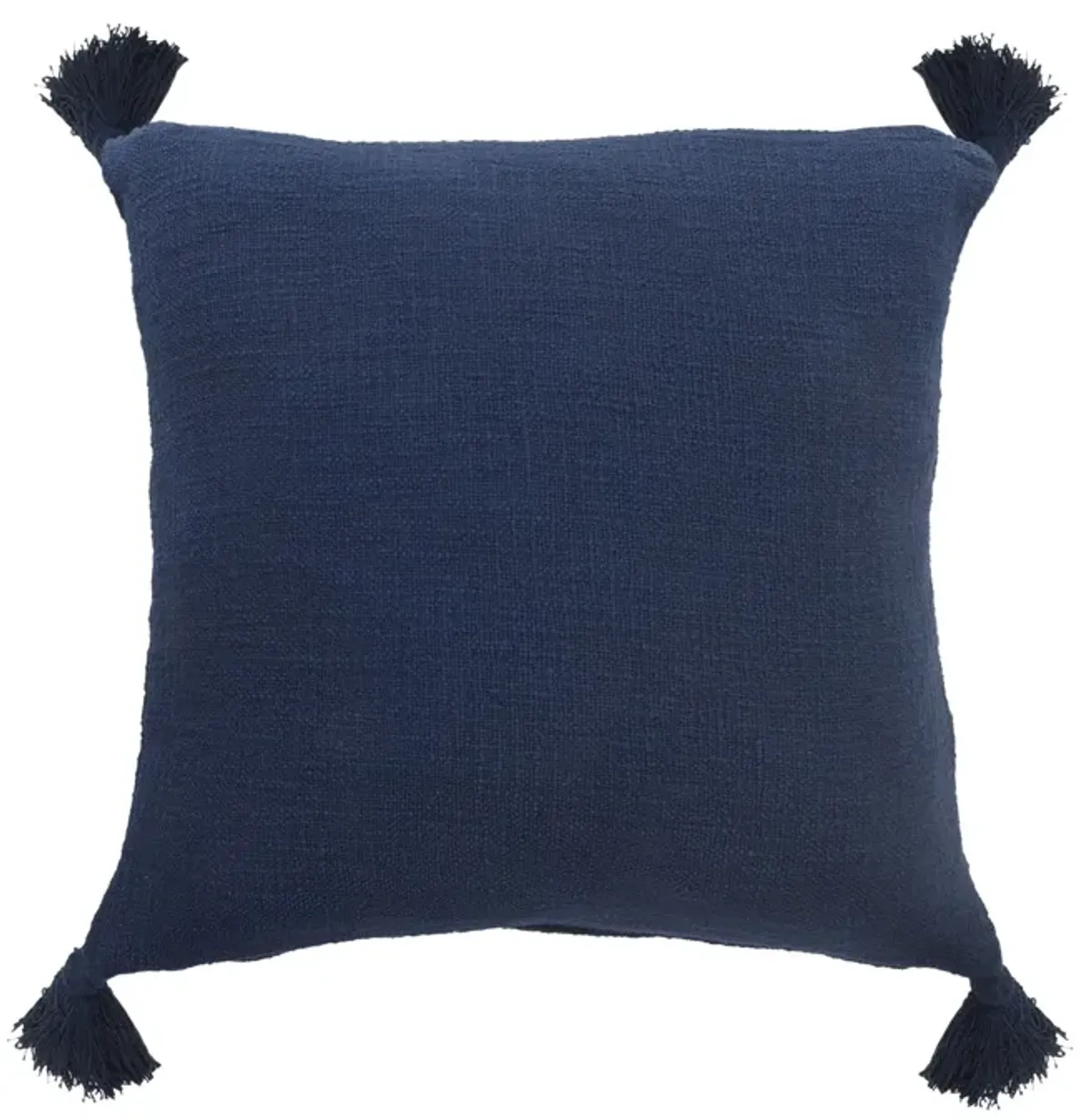 20" Blue Solid Hand Woven Square Throw Pillow