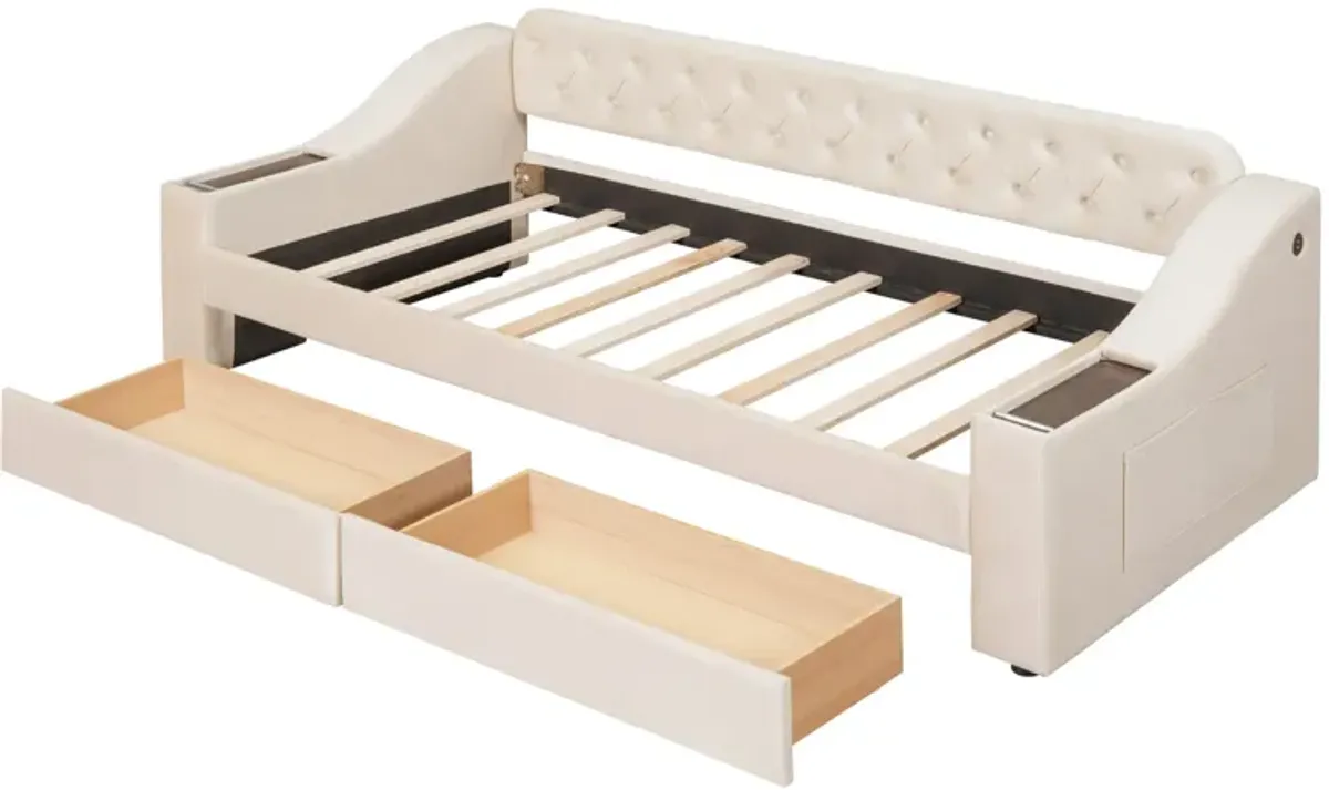 Merax Modern Daybed with Storage Armrests