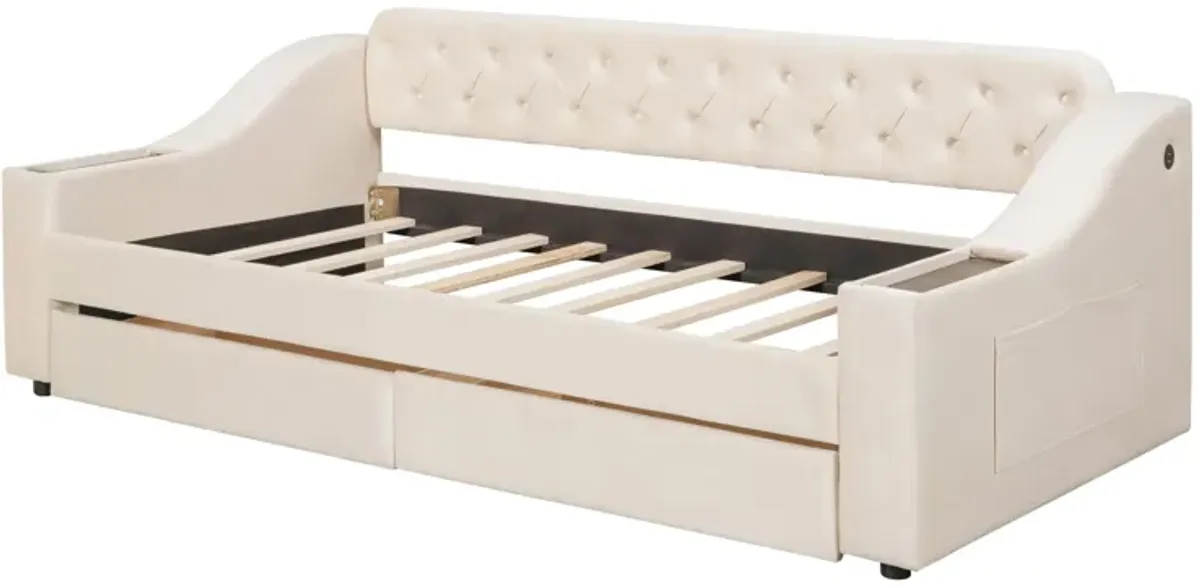 Merax Modern Daybed with Storage Armrests