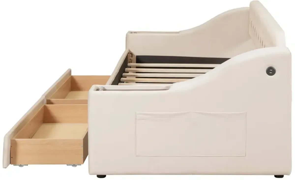 Merax Modern Daybed with Storage Armrests