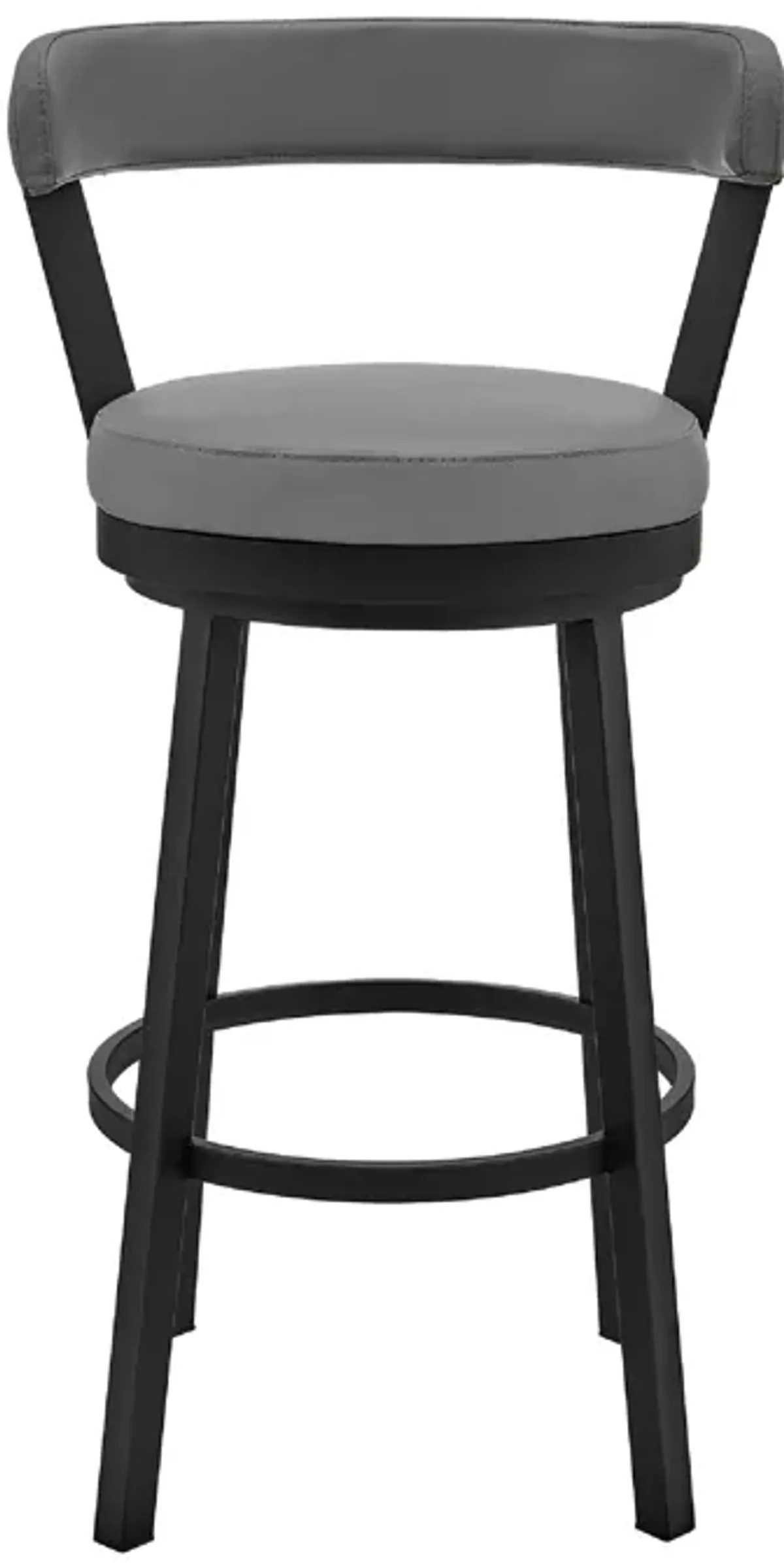 Swivel Counter Barstool with Curved Open Back and Metal Legs, Light Gray-Benzara